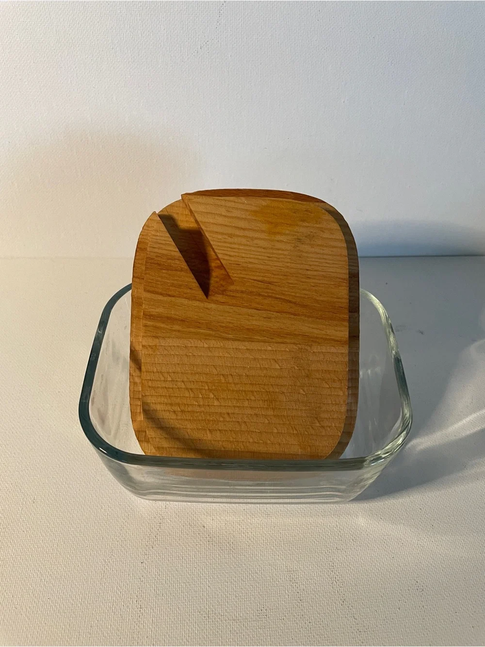 Glass Food Storage Container with Wood Grain Lid